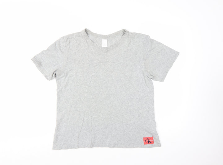 Calvin Klein Women Grey Basic Cotton Short Sleeve T-Shirt M