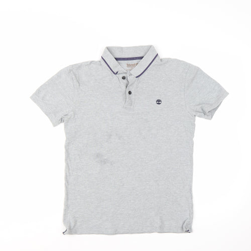 Timberland Men's Grey Slim Fit Cotton Polo Shirt Size S