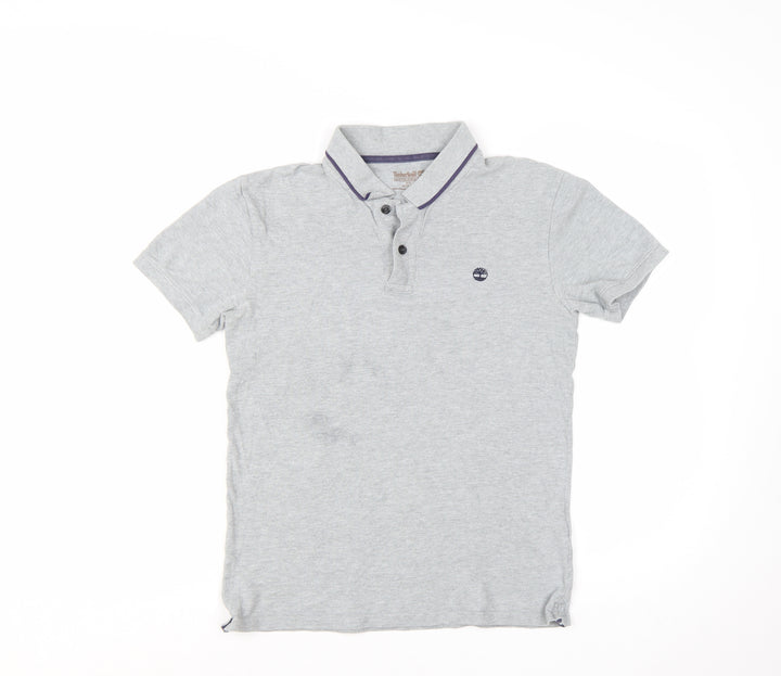 Timberland Men's Grey Slim Fit Cotton Polo Shirt Size S
