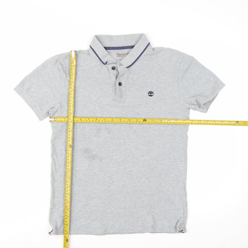 Timberland Men's Grey Slim Fit Cotton Polo Shirt Size S