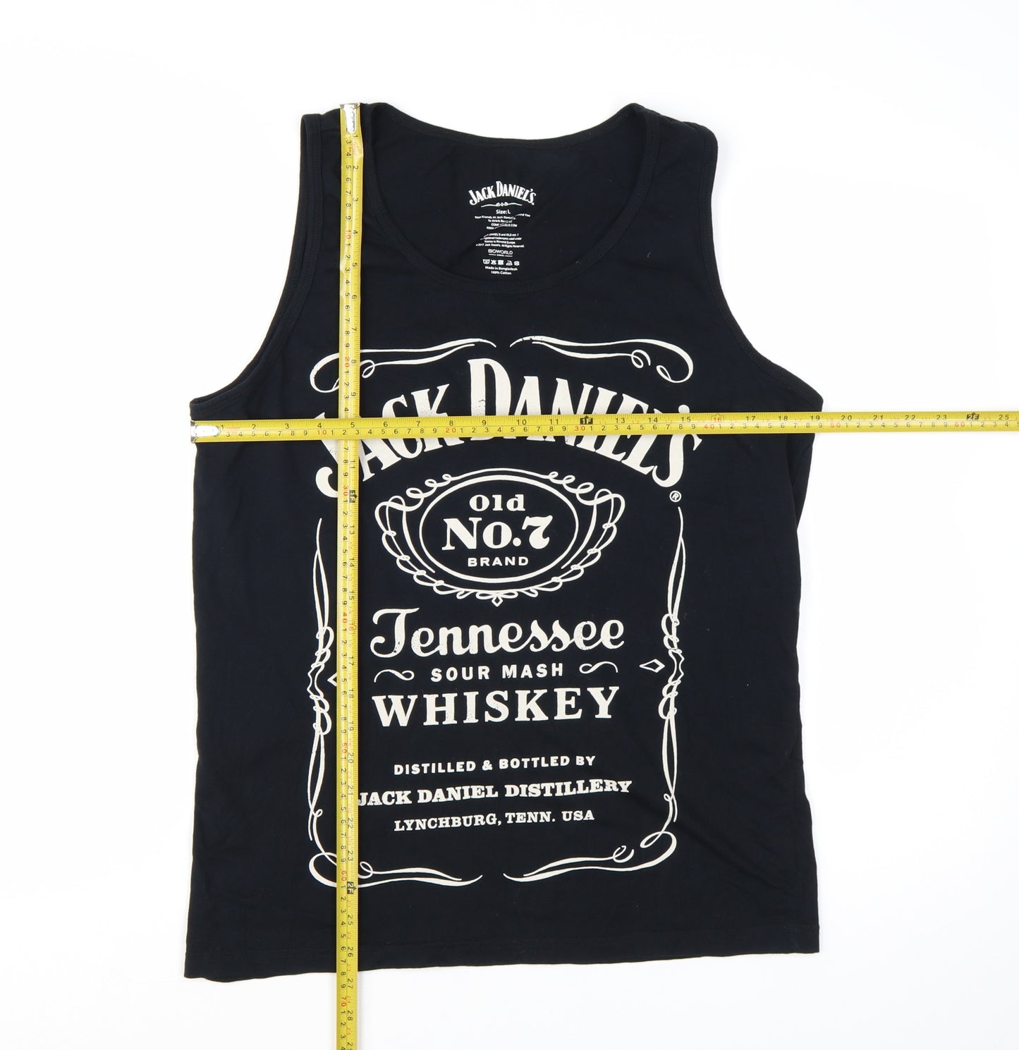 Jack Daniel's Women's Black Cotton Tank Top L Music Graphic
