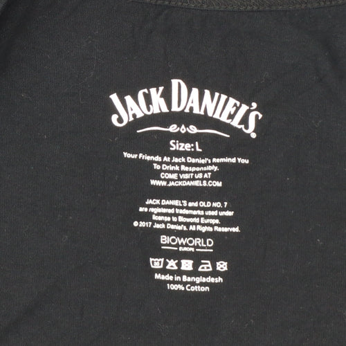 Jack Daniel's Women's Black Cotton Tank Top L Music Graphic