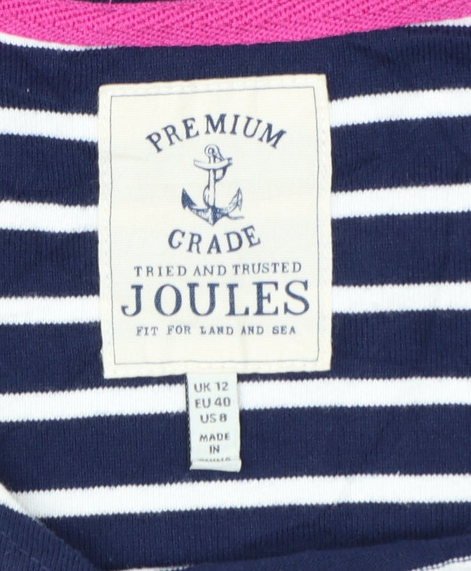 Joules Womens Blue White Striped Cotton T-Shirt Dress Size 12