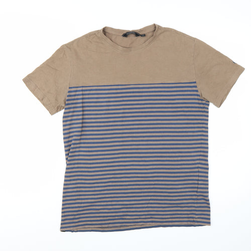 Regatta Great Outdoors Mens Beige Striped Cotton T-Shirt Size M