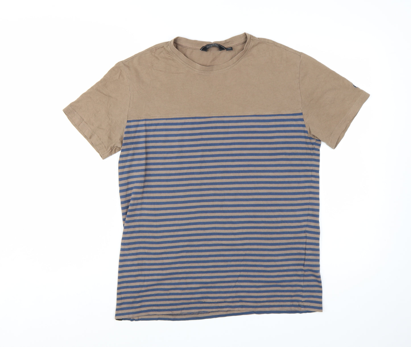 Regatta Great Outdoors Mens Beige Striped Cotton T-Shirt Size M