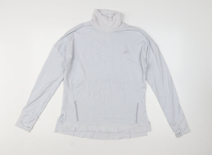 Kalenji Women Grey Long Sleeve Roll Neck Running Top Size 12