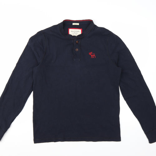 Abercrombie & Fitch Men's Navy Long Sleeve Henley T-Shirt Size L