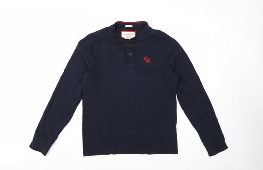 Abercrombie & Fitch Men's Navy Long Sleeve Henley T-Shirt Size L