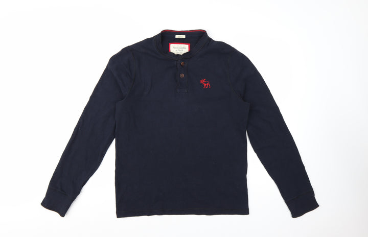 Abercrombie & Fitch Men's Navy Long Sleeve Henley T-Shirt Size L