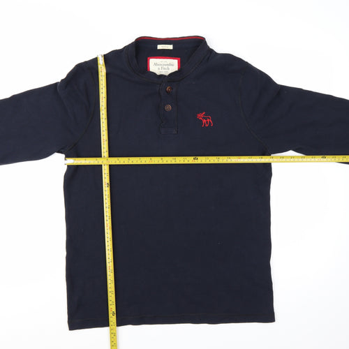 Abercrombie & Fitch Men's Navy Long Sleeve Henley T-Shirt Size L