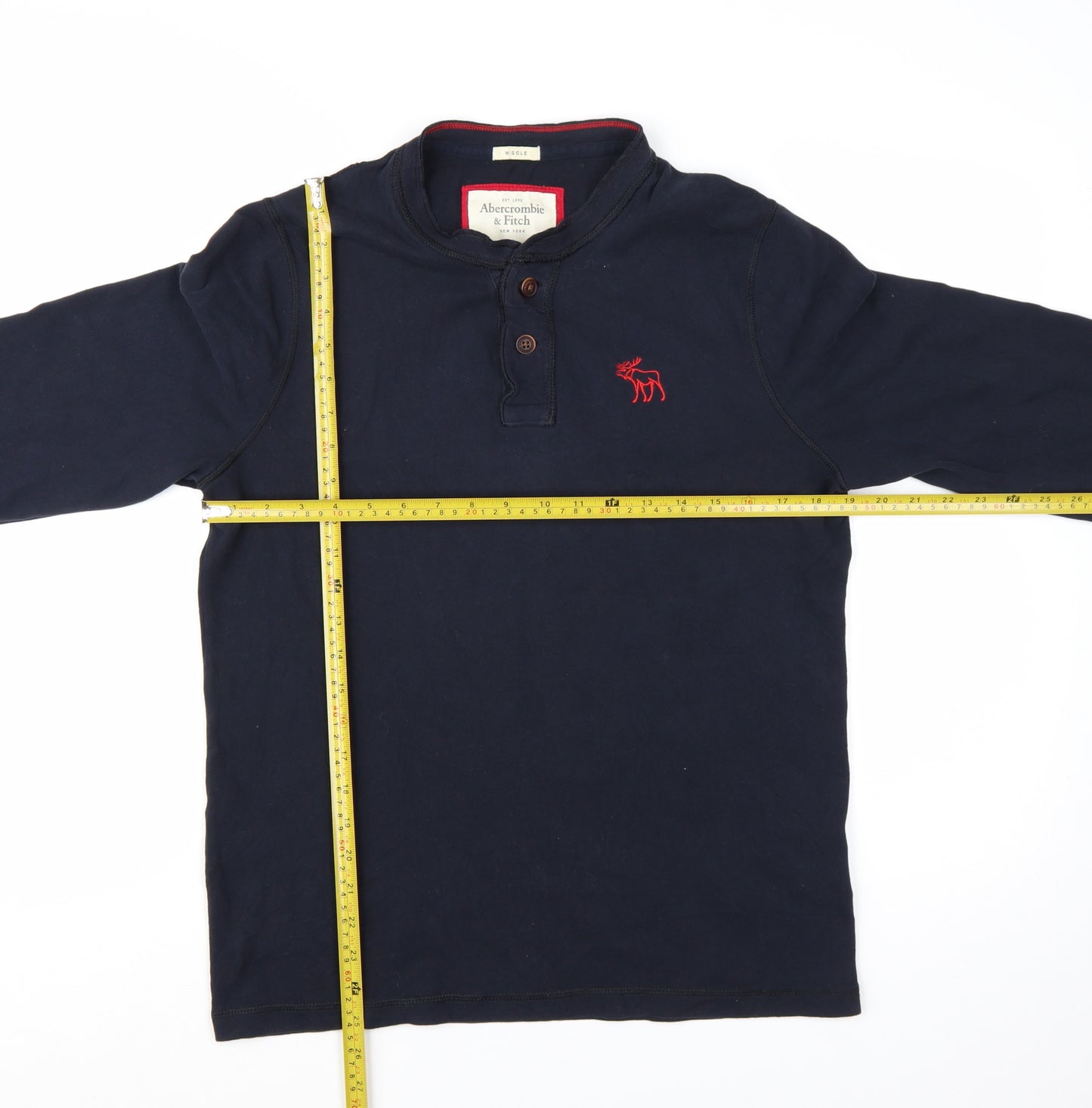 Abercrombie & Fitch Men's Navy Long Sleeve Henley T-Shirt Size L