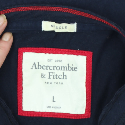 Abercrombie & Fitch Men's Navy Long Sleeve Henley T-Shirt Size L