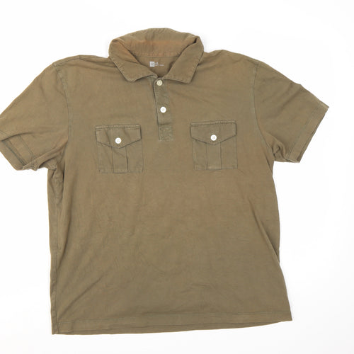 GAP Men’s Brown Cotton Short Sleeve Polo Shirt Size L