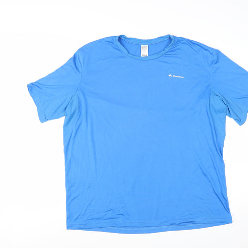 Quechua Men Blue 2XL Hiking Activewear T-Shirt Lightweight Quick Dry