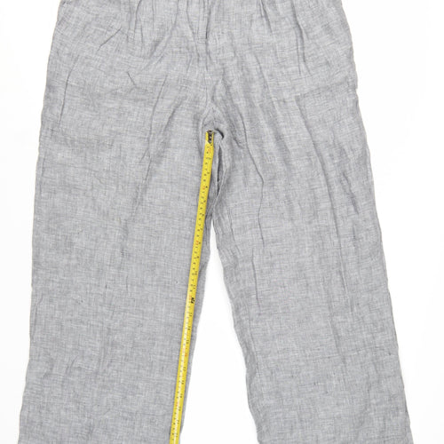 Marks and Spencer Womens Grey Linen Blend Wide-Leg Trousers Size 16
