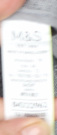 Marks and Spencer Womens Grey Linen Blend Wide-Leg Trousers Size 16
