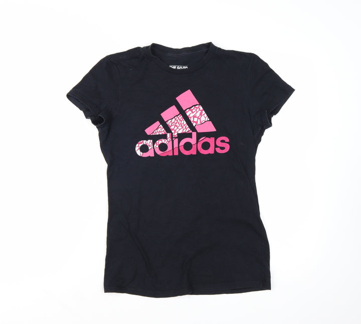 Adidas Womens Black Small Basic Cotton Short Sleeve T-Shirt