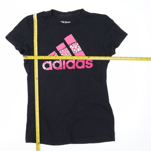 Adidas Womens Black Small Basic Cotton Short Sleeve T-Shirt