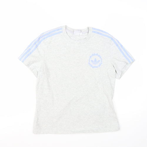 Adidas Women's Grey Short Sleeve Crew Neck Basic T-Shirt Size M