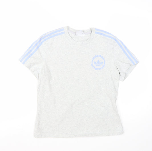 Adidas Women's Grey Short Sleeve Crew Neck Basic T-Shirt Size M