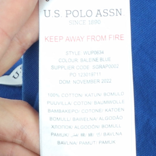 U.S. Polo Assn. Boys Blue Cotton Short Sleeve Logo T-Shirt Size 14 Years