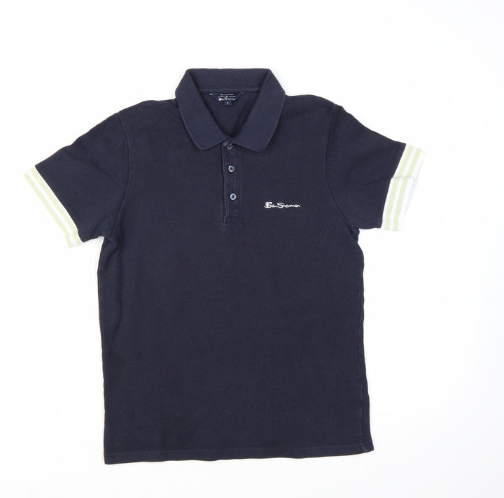 Ben Sherman Men's Blue Polo Shirt Size S 100% Cotton Casual Top