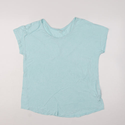 Lands' End Women's Blue Viscose Stretch Basic Short Sleeve T-Shirt M