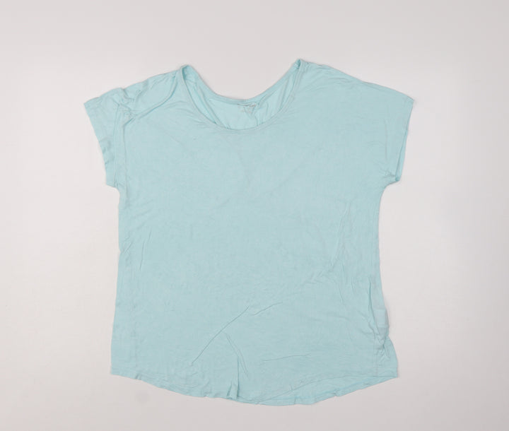 Lands' End Women's Blue Viscose Stretch Basic Short Sleeve T-Shirt M