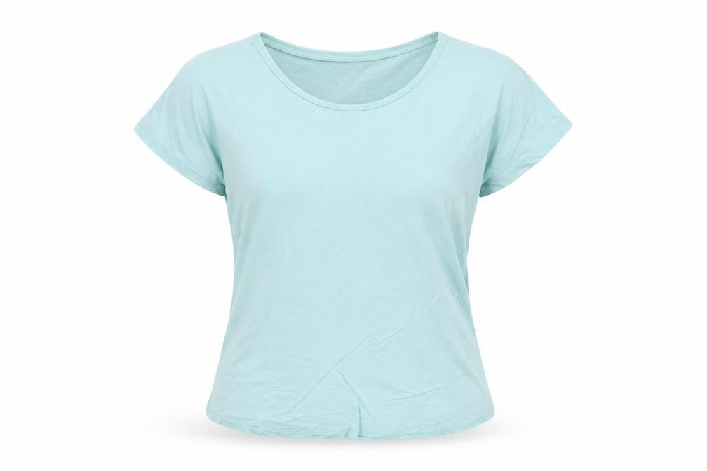 Front view of Lands' End Women's Blue Viscose Stretch Basic Short Sleeve T-Shirt M