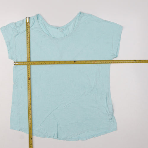 Lands' End Women's Blue Viscose Stretch Basic Short Sleeve T-Shirt M