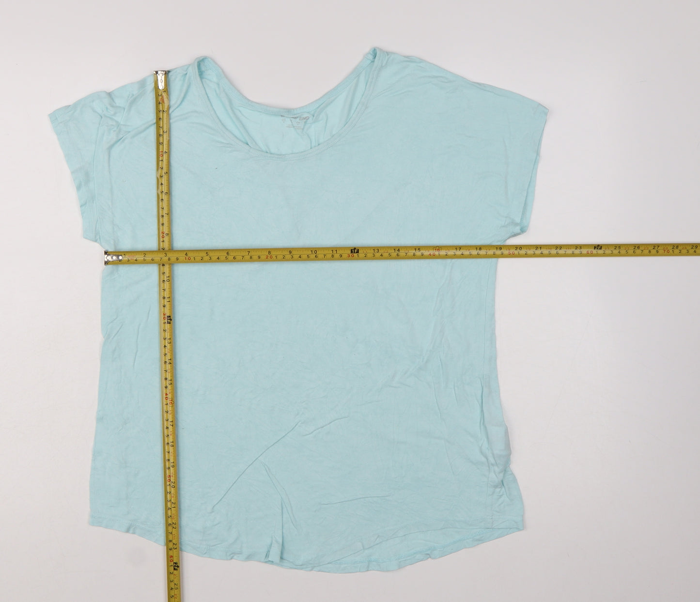 Lands' End Women's Blue Viscose Stretch Basic Short Sleeve T-Shirt M