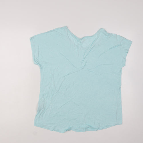 Lands' End Women's Blue Viscose Stretch Basic Short Sleeve T-Shirt M