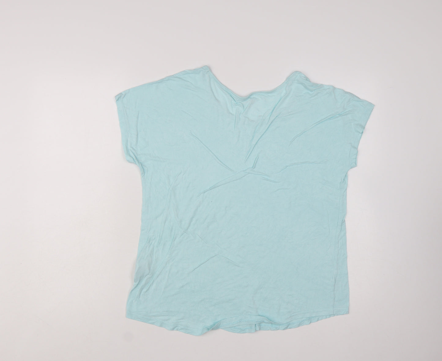 Lands' End Women's Blue Viscose Stretch Basic Short Sleeve T-Shirt M