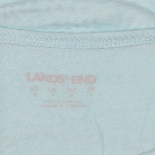 Lands' End Women's Blue Viscose Stretch Basic Short Sleeve T-Shirt M