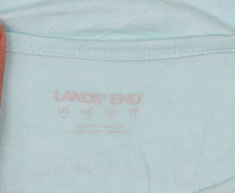 Lands' End Women's Blue Viscose Stretch Basic Short Sleeve T-Shirt M