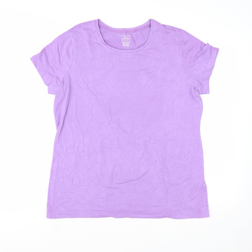 Lands' End Women's Purple Cotton Blend Classic T-Shirt XL