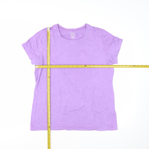 Lands' End Women's Purple Cotton Blend Classic T-Shirt XL