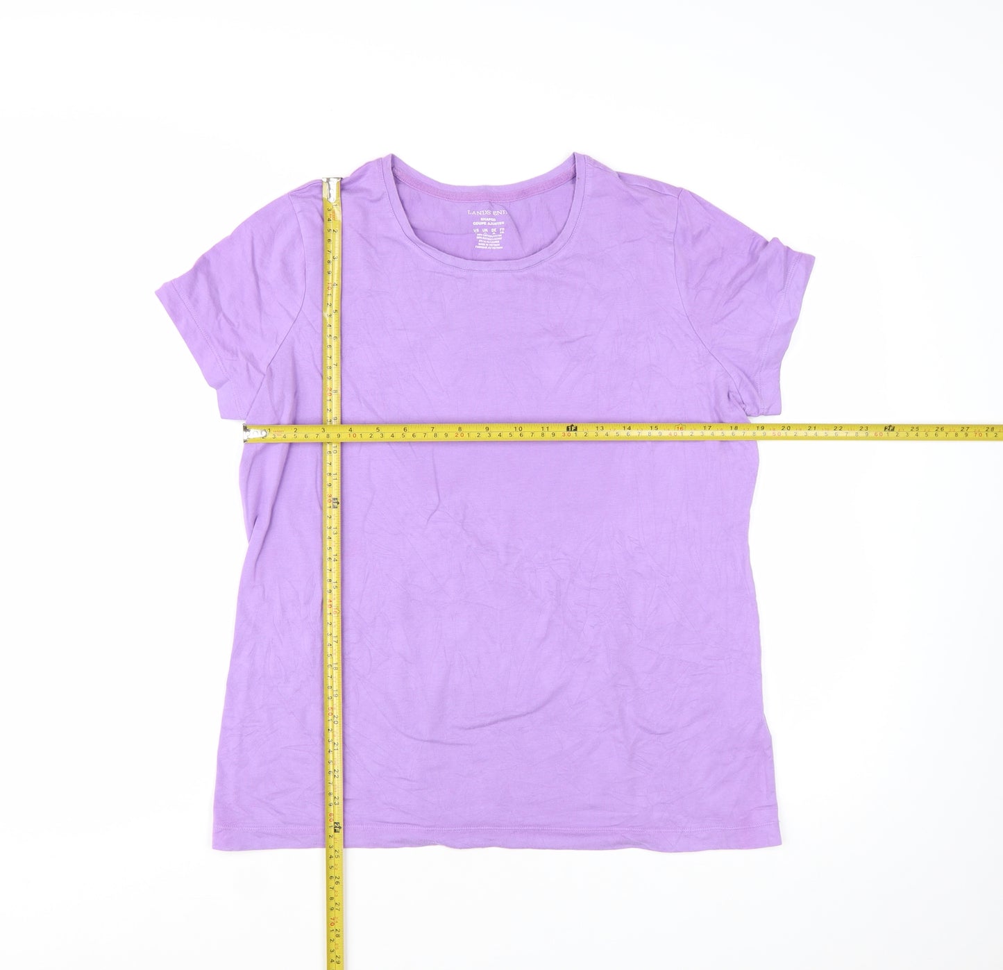 Lands' End Women's Purple Cotton Blend Classic T-Shirt XL