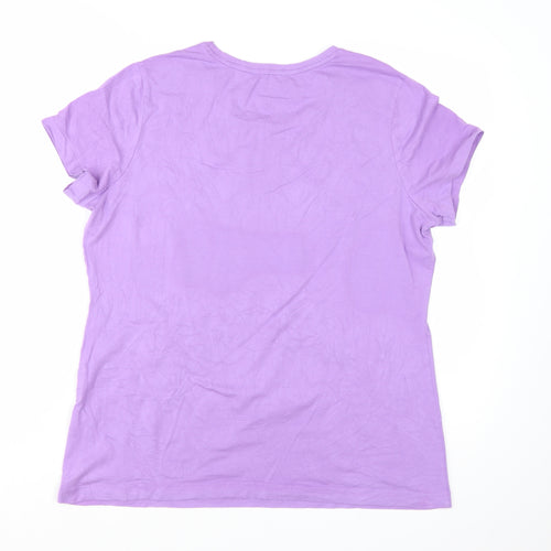 Lands' End Women's Purple Cotton Blend Classic T-Shirt XL