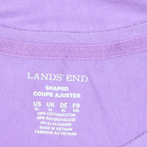 Lands' End Women's Purple Cotton Blend Classic T-Shirt XL