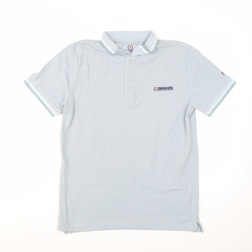 Lambretta Men's Blue Short Sleeve Polo Shirt Medium Cotton Retro Style