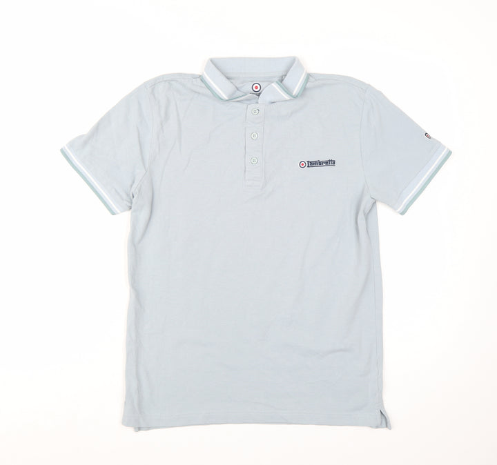 Lambretta Men's Blue Short Sleeve Polo Shirt Medium Cotton Retro Style