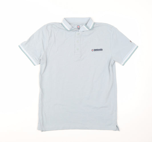 Lambretta Men's Blue Short Sleeve Polo Shirt Medium Cotton Retro Style