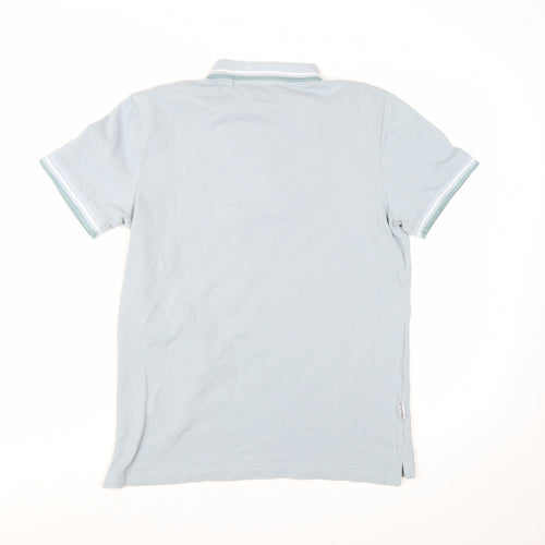 Lambretta Men's Blue Short Sleeve Polo Shirt Medium Cotton Retro Style