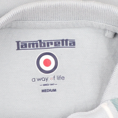 Lambretta Men's Blue Short Sleeve Polo Shirt Medium Cotton Retro Style