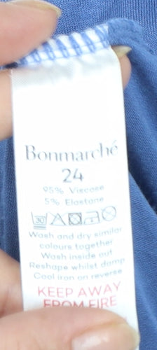 Bonmarché Women's Blue Sleeveless Collared Jersey Blouse Size 24