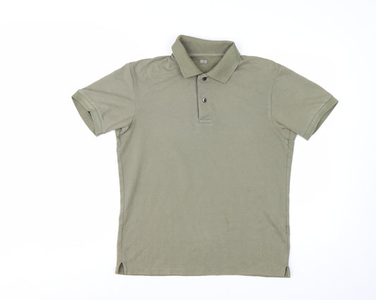 UNIQLO Mens Green Cotton Short Sleeve Polo Shirt Size S
