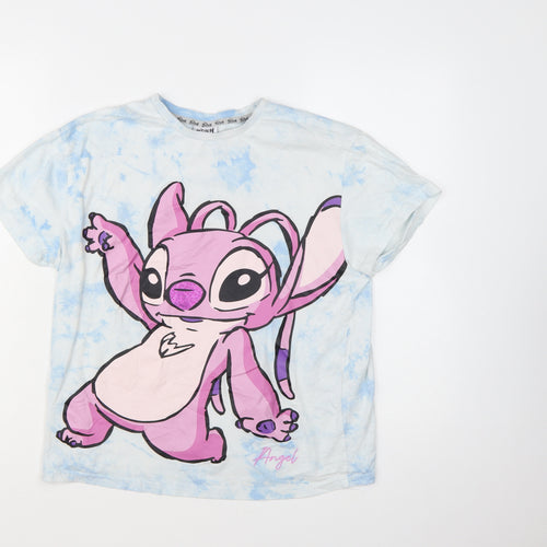 Disney Stitch Angel Tie-Dye Girls Blue T-Shirt by Primark 12-13 Years