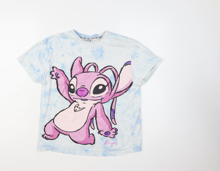 Disney Stitch Angel Tie-Dye Girls Blue T-Shirt by Primark 12-13 Years