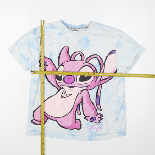 Disney Stitch Angel Tie-Dye Girls Blue T-Shirt by Primark 12-13 Years